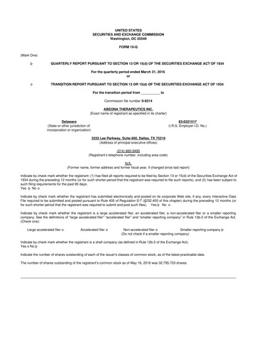 Vorschaubild Abeona Therapeutics
 10-Q Quartalsbericht 2016 