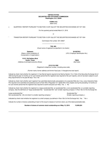 Thumbnail TSS, Inc. 10-Q Quarterly Report FY2016 