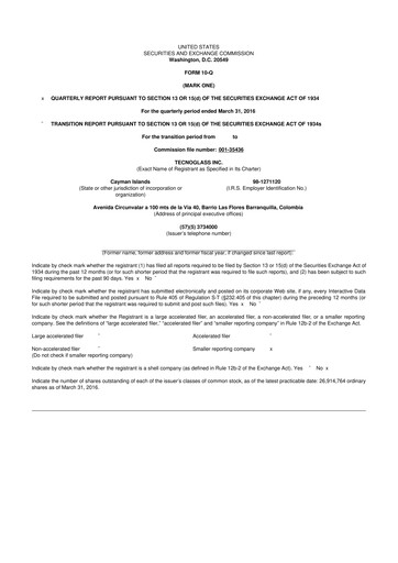 Thumbnail Tecnoglass 10-Q Quarterly Report FY2016 