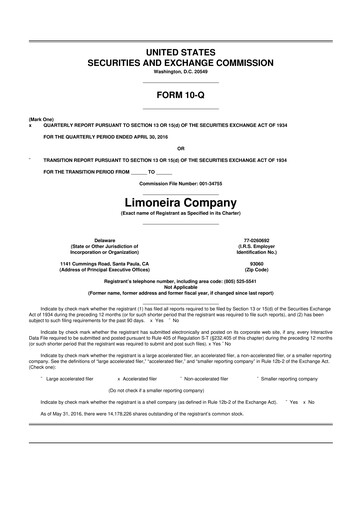 Thumbnail Limoneira
 10-Q Quarterly Report FY 