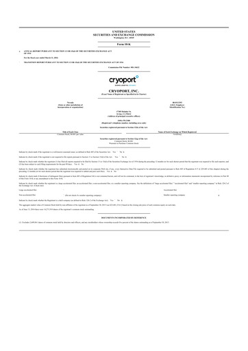 Thumbnail CryoPort 10-K Annual Report 2016