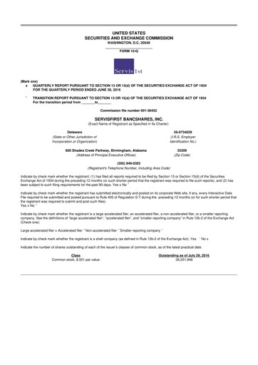 Thumbnail ServisFirst Bancshares 10-Q Quarterly Report FY2016 
