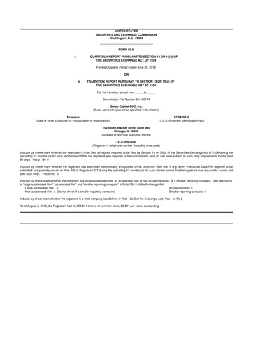 Thumbnail Golub Capital 10-Q Quarterly Report FY 