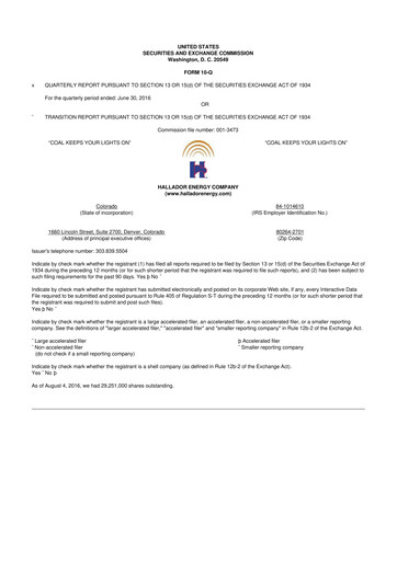 Thumbnail Hallador Energy Company
 10-Q Quarterly Report FY2016 