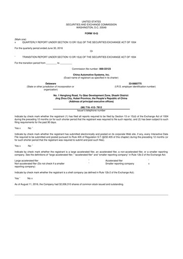 Thumbnail China Automotive Systems 10-Q Quarterly Report FY2016 