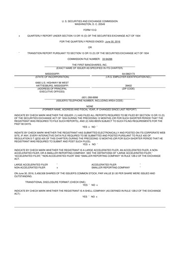 Miniature The First Bancshares 10-Q Rapport trimestriel 2016 