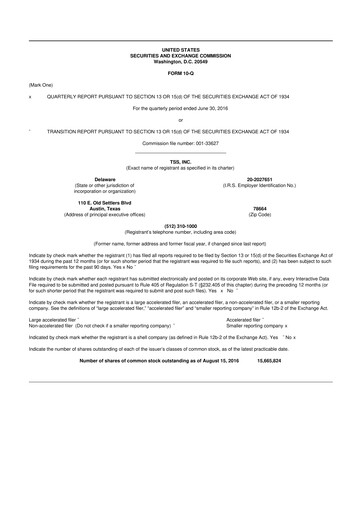 Thumbnail TSS, Inc. 10-Q Quarterly Report FY2016 