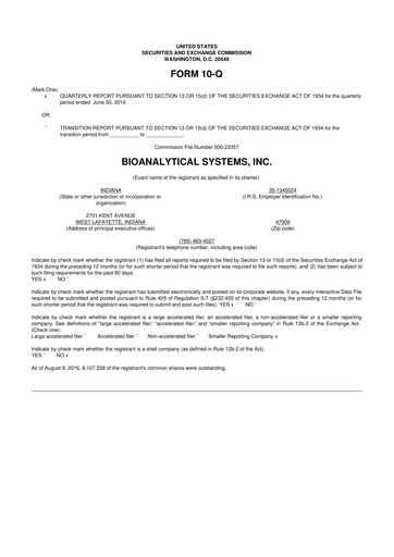 Miniature Inotiv 10-Q Rapport trimestriel 2016 