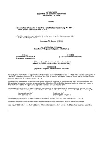 Thumbnail Capricor Therapeutics
 10-Q Quarterly Report FY 