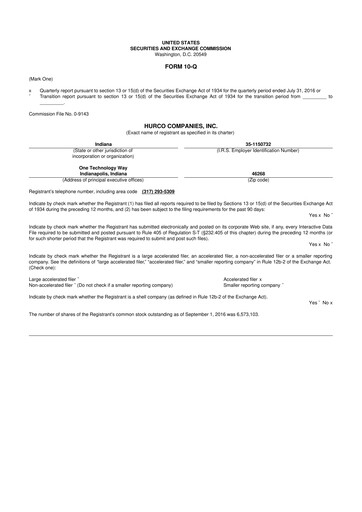 Thumbnail Hurco Companies 10-Q Quarterly Report FY2016 