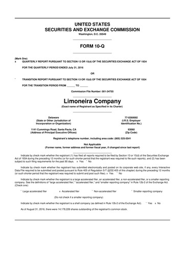 Thumbnail Limoneira
 10-Q Quarterly Report FY 