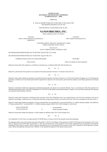 Thumbnail NanoViricides 10-K Annual Report 2016