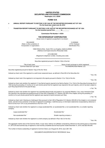 Thumbnail The InterGroup Corporation 10-K Annual Report 2016