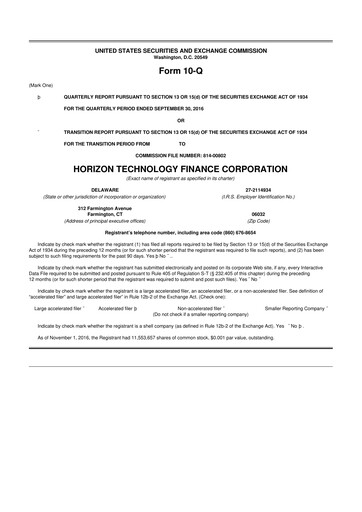 Vorschaubild Horizon Technology Finance 10-Q Quartalsbericht  