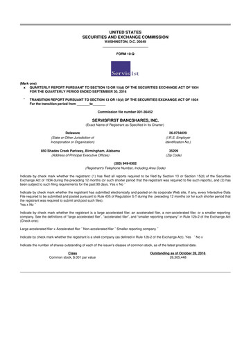 Thumbnail ServisFirst Bancshares 10-Q Quarterly Report FY2016 