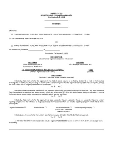 Vorschaubild Exponent
 10-Q Quartalsbericht  