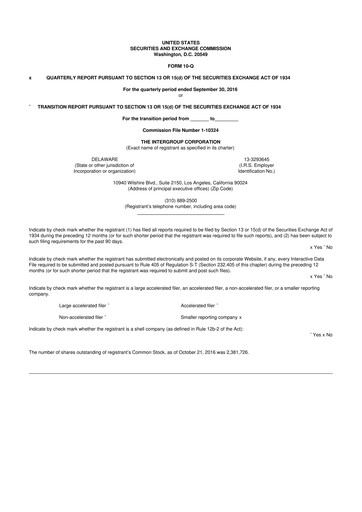 Thumbnail The InterGroup Corporation 10-Q Quarterly Report FY2017 