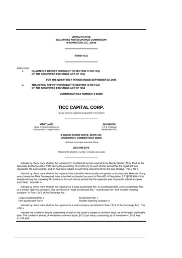 Miniature Oxford Square Capital
 10-Q Rapport trimestriel  