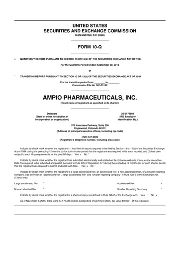 Thumbnail Ampio Pharmaceuticals 10-Q Quarterly Report FY2016 