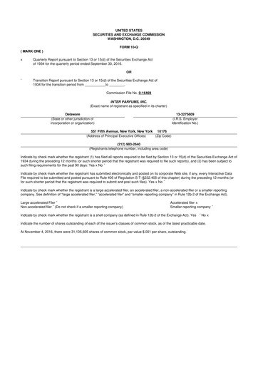 Thumbnail Interparfums 10-Q Quarterly Report FY2016 