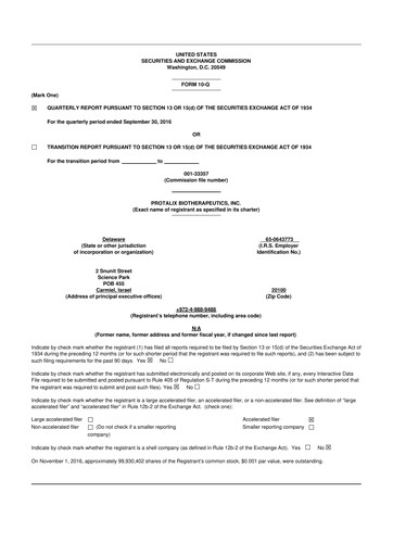 Thumbnail Protalix BioTherapeutics
 10-Q Quarterly Report FY 