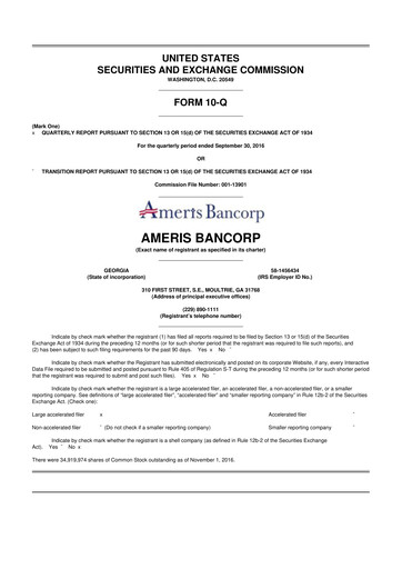 Miniature Ameris Bancorp
 10-Q Rapport trimestriel 2016 