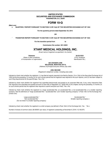 Vorschaubild Xtant Medical 10-Q Quartalsbericht  