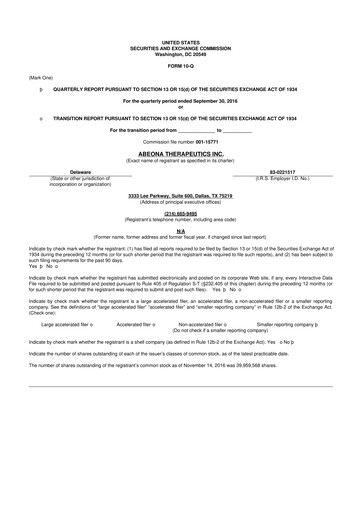 Vorschaubild Abeona Therapeutics
 10-Q Quartalsbericht 2016 