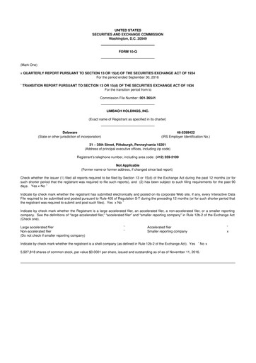 Thumbnail Limbach Holdings 10-Q Quarterly Report FY 