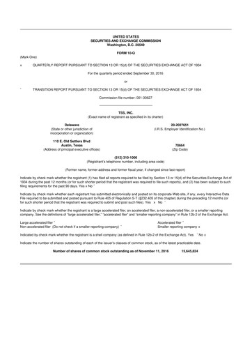 Thumbnail TSS, Inc. 10-Q Quarterly Report FY2016 