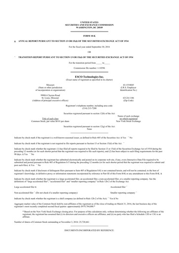 Thumbnail ESCO Technologies
 10-K Annual Report 2016