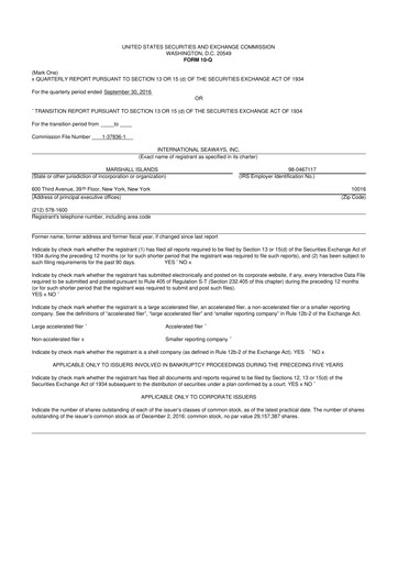 Vorschaubild International Seaways 10-Q Quartalsbericht 2016 