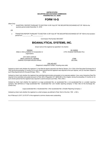Miniature Inotiv 10-Q Rapport trimestriel 2017 
