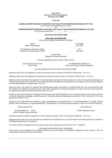 Thumbnail Escalade Sports 10-K Annual Report 