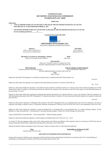 Thumbnail ServisFirst Bancshares 10-K Annual Report 2016