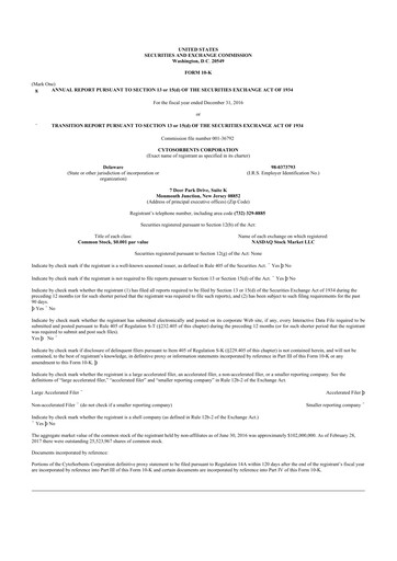 Vorschaubild Cytosorbents 10-K Jahresbericht 2016