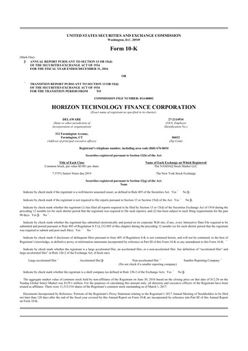 Thumbnail Horizon Technology Finance 10-K Annual Report 