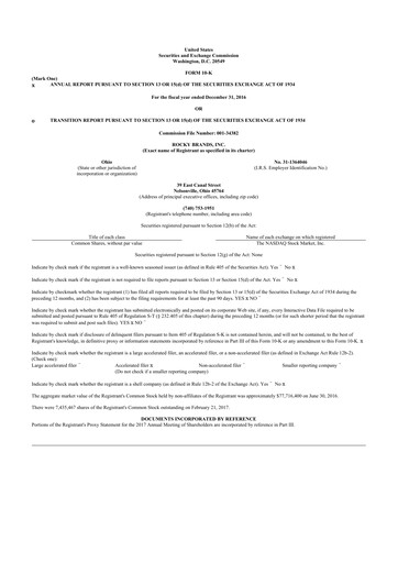 Thumbnail Rocky Brands 10-K Annual Report 2016