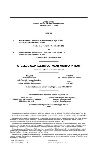 Thumbnail Stellus Capital Investment Corporation 10-K Annual Report 