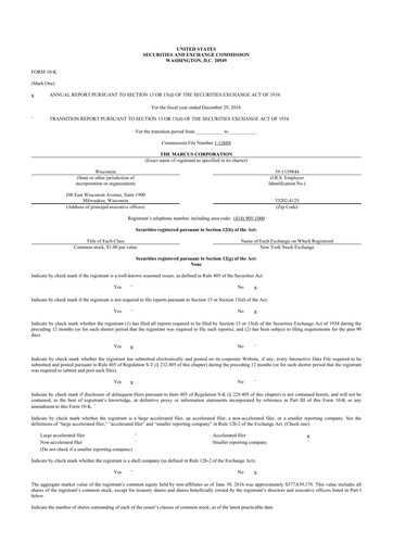 Vorschaubild Marcus Corporation
 10-K Jahresbericht 2016