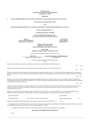 Thumbnail Matinas BioPharma 10-K Annual Report 2016