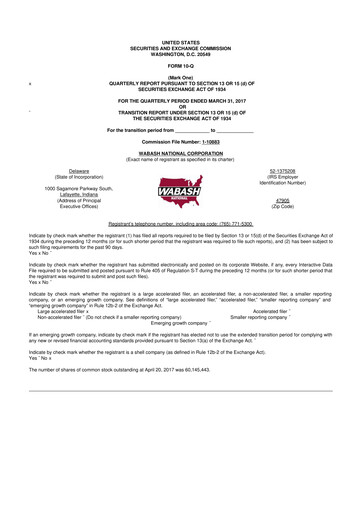 Vorschaubild Wabash National
 10-Q Quartalsbericht 2017 