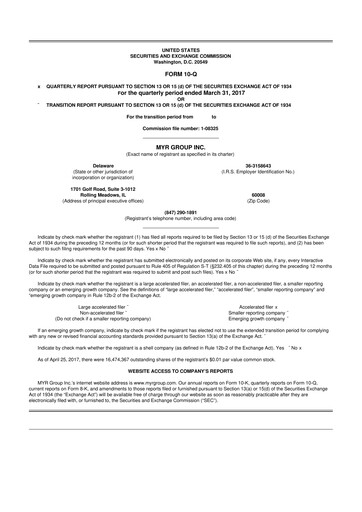 Thumbnail MYR Group 10-Q Quarterly Report FY2017 