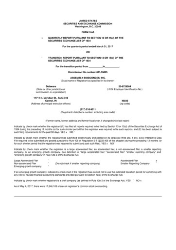 Thumbnail Assembly Biosciences 10-Q Quarterly Report FY2017 