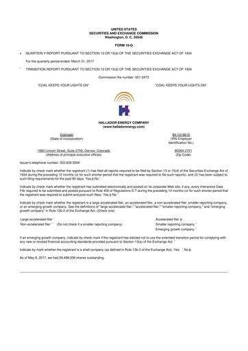 Thumbnail Hallador Energy Company
 10-Q Quarterly Report FY2017 