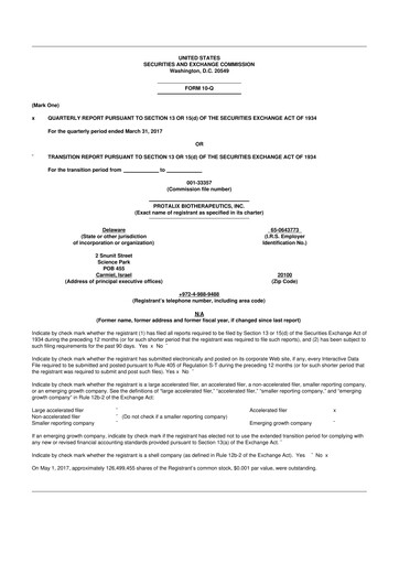 Thumbnail Protalix BioTherapeutics
 10-Q Quarterly Report FY 