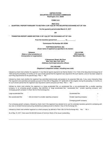 Thumbnail Fortress Biotech
 10-Q Quarterly Report FY2017 