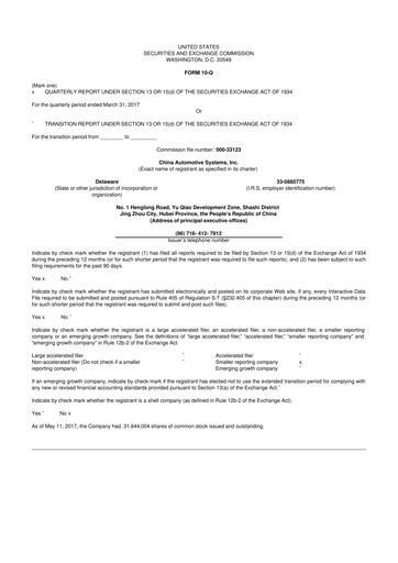 Thumbnail China Automotive Systems 10-Q Quarterly Report FY2017 