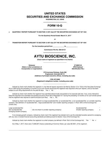 Thumbnail Aytu BioScience
 10-Q Quarterly Report FY2017 