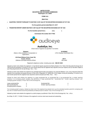 Thumbnail AudioEye 10-Q Quarterly Report FY2017 